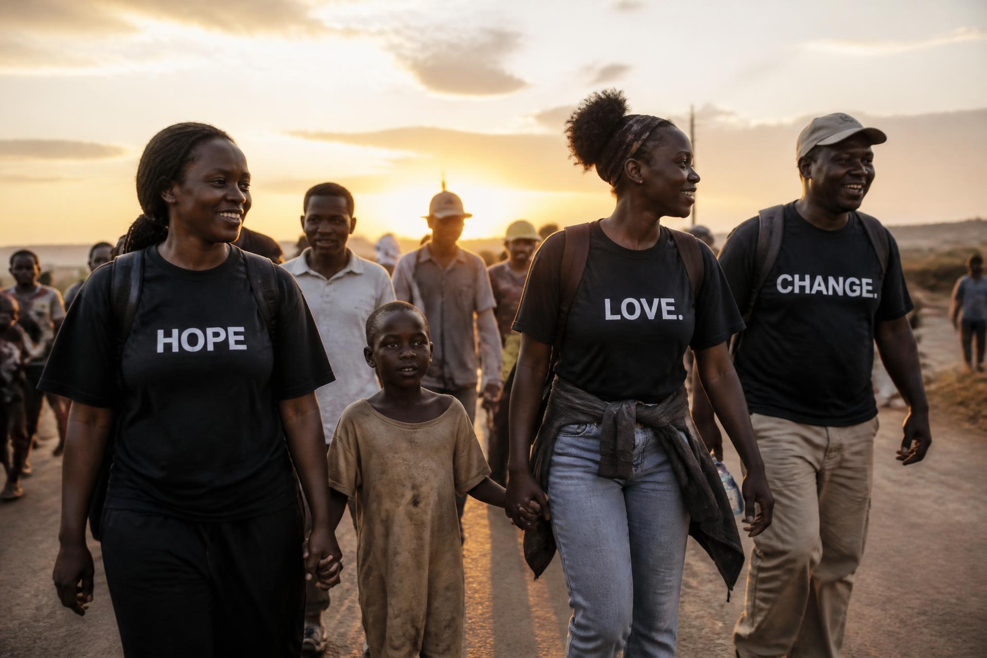 Believers walking together at sunrise for the Miles for Missions campaign